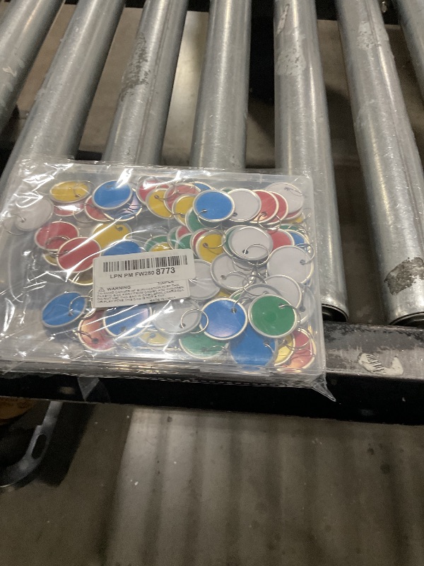 Photo 1 of 100pcs Metal Rim Key Tags Round Paper Tags with Metal Rings for Car Keys and Door Keys,5Color