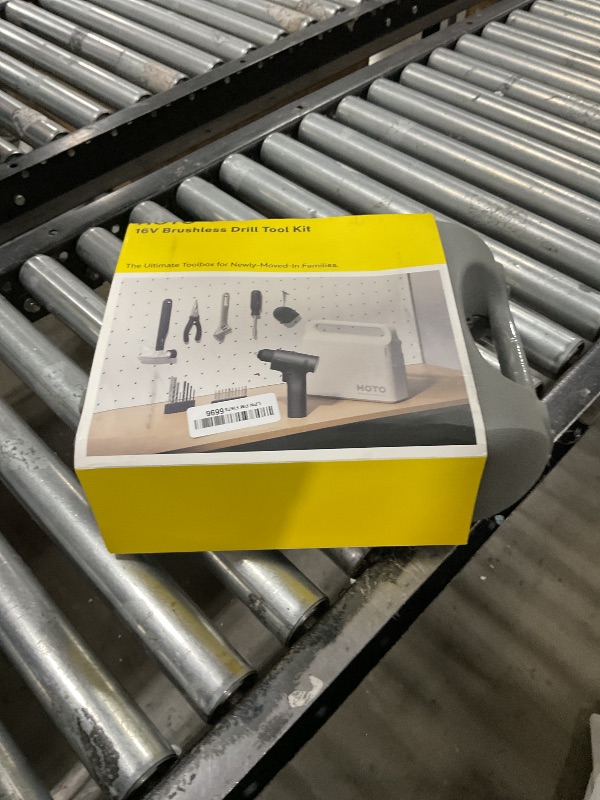 Photo 1 of HOTO 25PCS Household Tool Kit with 16V Brushless Drill, 3/8” Keyless Chuck, Smart Display, 50 N·m Torque, 32 Torque Settings, LED Light, Includes Hammer, Wrench, Pliers, 8 x Drill Bits, 10 x Bits