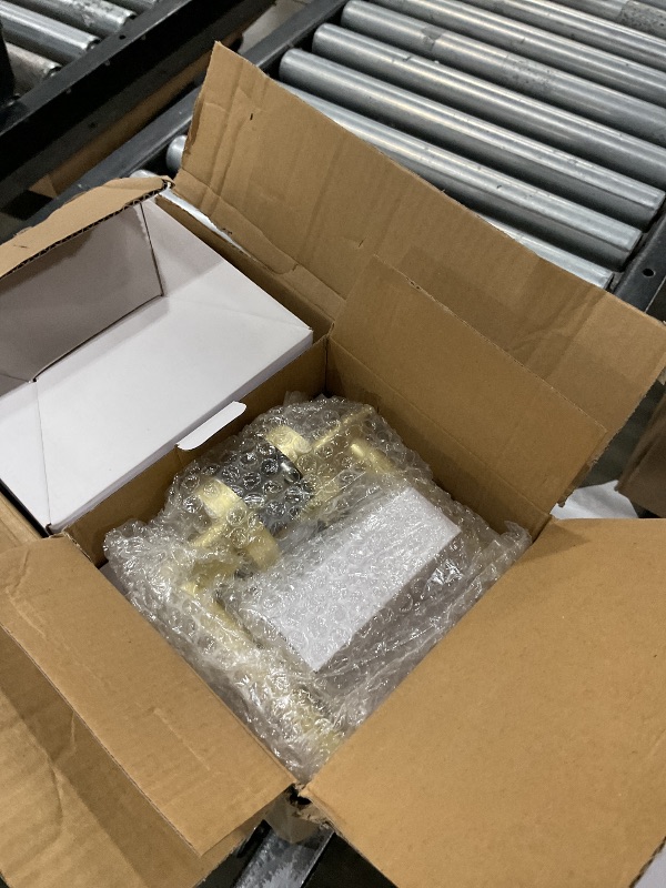 Photo 1 of Goldenwarm Gold Entry Door Handles with Lock and Key, Zinc Alloy Exterior Door Handles, Brushed Gold Keyed Front Door Levers (6 Pack)