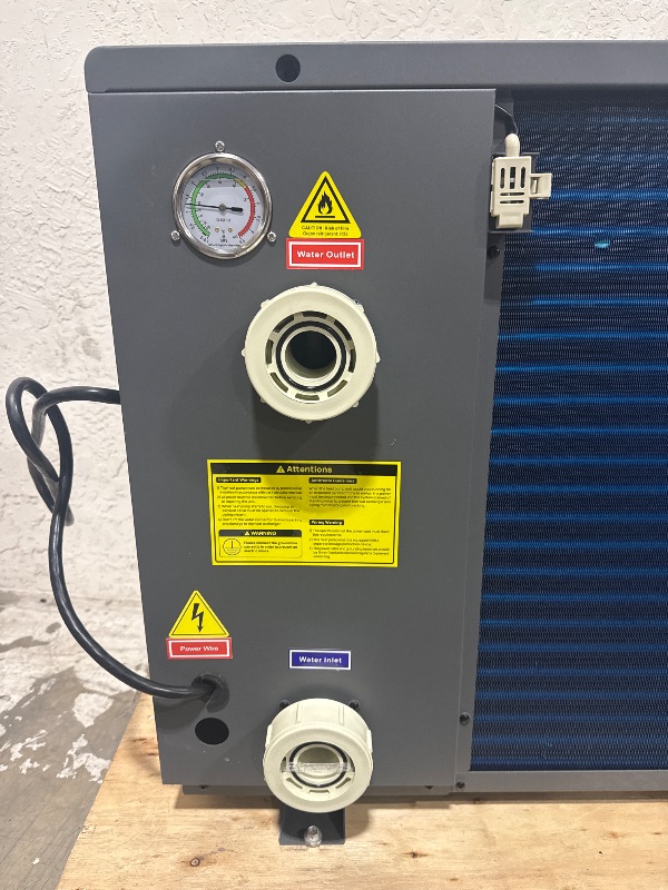 Photo 1 of TURBRO 33,000 BTU DC Inverter Swimming Pool Heat Pump, WiFi Control Electric Pool Heater for Above and Inground Pools up to 10,000 Gal, Heating and Cooling, Up to 15.8 COP, 110-120V, Beluga B33V