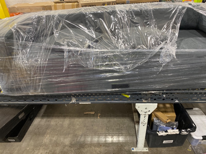 Photo 1 of 83'' Boneless Sofa in A Box, 3-Seater Floor Sofa No Assembly Corduroy Couch for Living Room, Cloud Couch with 2 Pillows & Storage Bag, Memory Foam Small Floor Couches for Office, Dark Gray