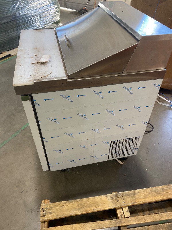 Photo 1 of Bluelinecool 29" W Commercial Refrigerator Sandwich Salad Prep Table, Stainless Steel 1-Door Sandwich Prep Table Refrigerator, Counter Fan Cooling Refrigerator with 8 Pans for Restaurant, Bar