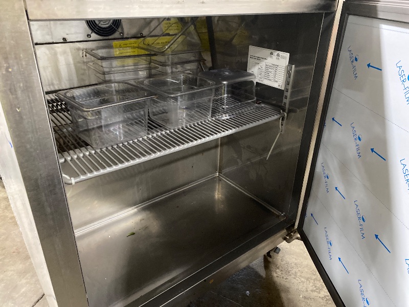 Photo 1 of Bluelinecool 29" W Commercial Refrigerator Sandwich Salad Prep Table, Stainless Steel 1-Door Sandwich Prep Table Refrigerator, Counter Fan Cooling Refrigerator with 8 Pans for Restaurant, Bar