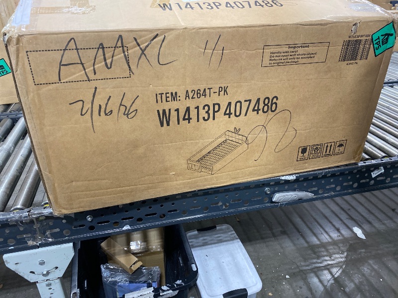 Photo 1 of KEIKI Twin Size Upholstered Platform Bed Frame with Cute Rabbit Ear Shaped Headboard and Pocket, for Boys and Girls, Platform Bed with Guardrail and Slats, No Box Spring Required, Easy Assembly, Pink