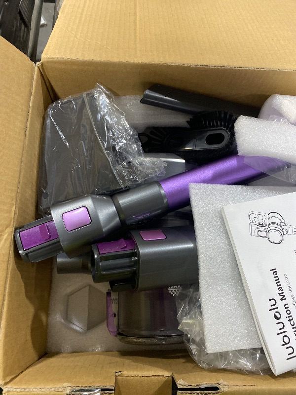 Photo 1 of Lubluelu Cordless Vacuum Cleaner, Stick Vacuum Cordless Rechargeable with Lightweight 235W Brushless Motor, Self-Standing and Handheld Design for Carpet, Hard Floor and Pet Hair (Purple)
