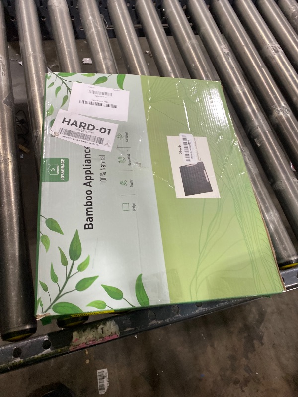 Photo 1 of Joy&Grace Appliance Slider for Kitchen Appliances 360° Rolling Sliding Tray for Coffee Maker Countertop, Bamboo Coffee Pot Slider Rolling Tray with Universal Rollers (Black, Large 16"x13")