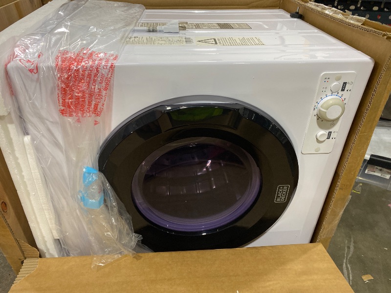 Photo 1 of BLACK+DECKER BCED37 Compact Dryer for Standard Wall Outlet, Small, 4 Modes, Load Volume 13.2 lbs., White