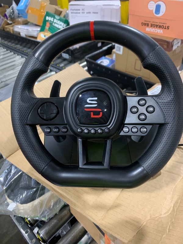 Photo 1 of SUBSONIC - Superdrive GS650-X Steering Wheel with Manual Shifter, 3 Pedals, and Paddle Shifters - Racing Wheel for Xbox Series X/S, PS4, Xbox One - Black