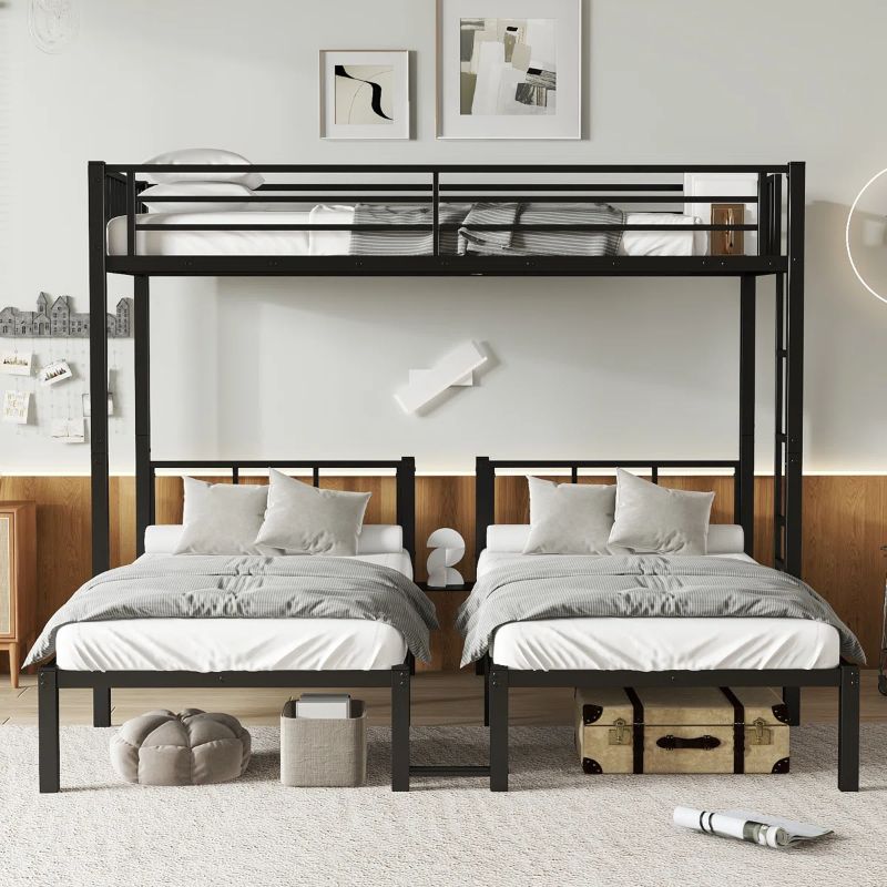 Photo 1 of (Incomplete set) Twin Over Twin & Twin Bunk Beds For 3 Metal Triple Bunk Bed Frame