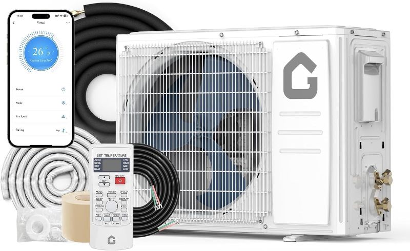 Photo 1 of GarveeHome 12000 BTU Mini Split AC/Heating System, 22 SEER2 Inverter Split System Air Conditioners, Ductless Heat Pump Wall Mount AC Unit Cool Up to 750 Sq. Ft, Installation Kits, 115V