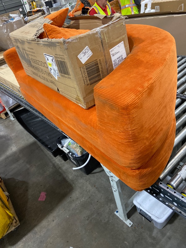 Photo 1 of HOMEFUN 67 in. Modern Orange Corduroy Twin Size Convertible Circular Sofa Bed with 3-Pillows