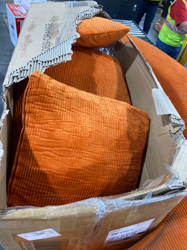 Photo 1 of HOMEFUN 67 in. Modern Orange Corduroy Twin Size Convertible Circular Sofa Bed with 3-Pillows