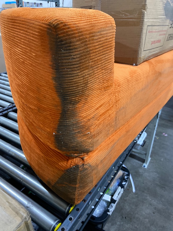 Photo 1 of HOMEFUN 67 in. Modern Orange Corduroy Twin Size Convertible Circular Sofa Bed with 3-Pillows