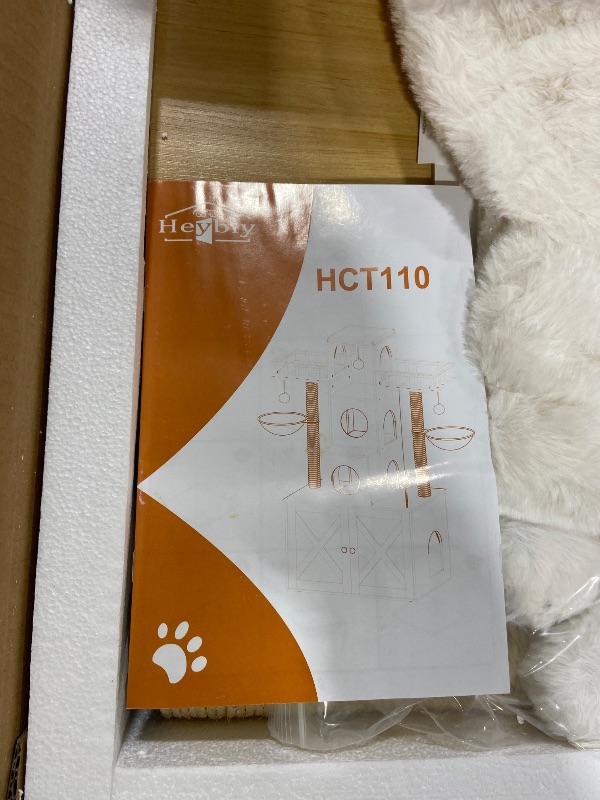 Photo 1 of Heybly Cat Tree with Litter Box Enclosure for Indoor Big Cat, Cat Tower for Large Cats 20lbs Heavy Duty, Modern Cat Condo Furniture with Scratching Posts, Walnut HCT110WB