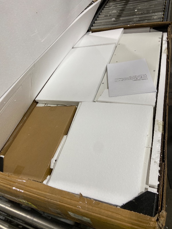 Photo 1 of Arulvmrn 43" Makeup Vanity Desk with Mirror and Lights, & Power Outl, Glass Top Big Vanity Table with 9 Drawers& 8 Storage Shelves, Dressing Table Set with Chair for Bedroom, White