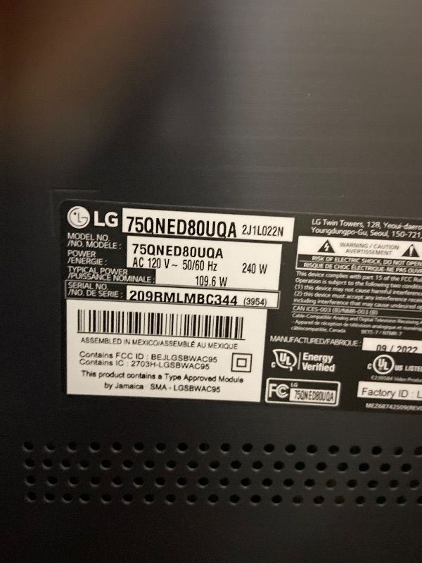 Photo 1 of LG 75-Inch Class QNED evo AI QNED85A Series Mini LED 4K Smart TV w/AI Picture, AI Sound, HDR10, AI Super Upscaling 4K, Filmmaker Mode, Wow Orchestra, Alexa Built-in