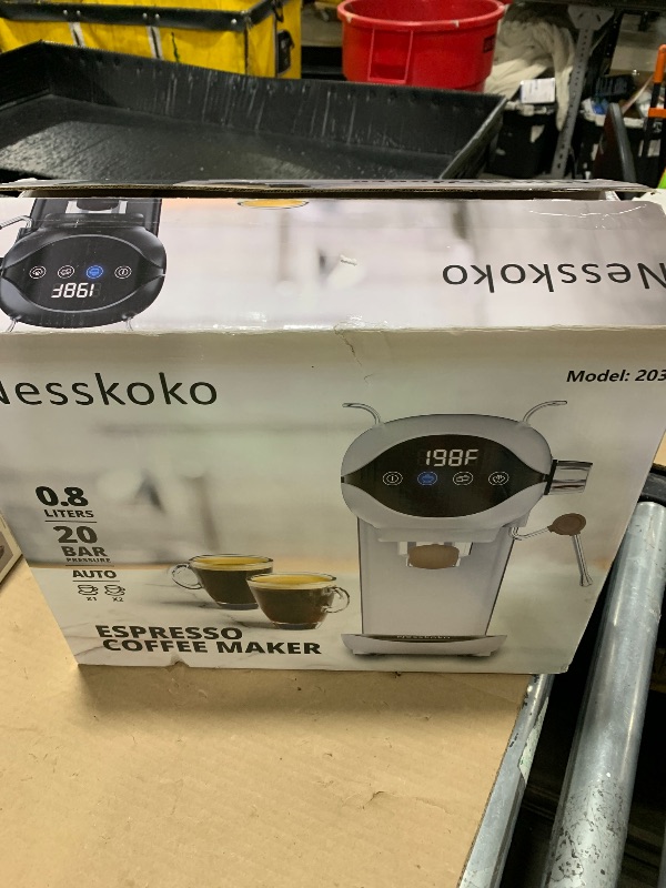 Photo 1 of **USED*DIRTY/DAMAGE* Nesskoko Espresso Machine with Steam Milk Frother Semi Automatic 20 Bar Compact White with Touch Screen for home Cafetera Espresso, Latte, Cappuccino, Americano, Macchiato