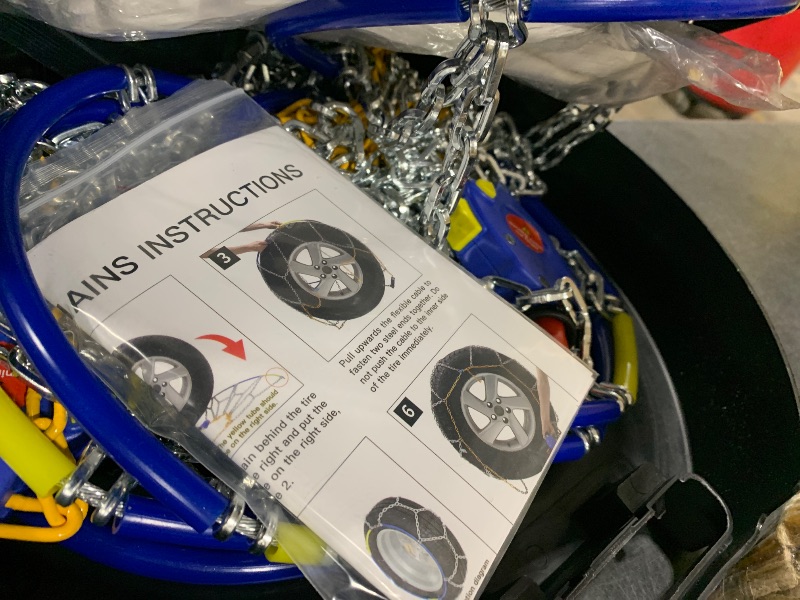 Photo 1 of Auto Tightening Snow Chains Tire Chains For Cars Suv Pickup Trucks - Auto Tightening 1 Min Quick Fit AND Easy Installation, Reusable Universal Emergency Traction Snow Chains - Set of 2?HKN130?