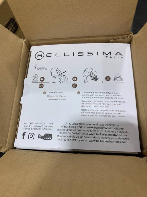 Photo 1 of Bellissima Diffon Ceramic Diffuser Hair Dryer for Curly Hair - 2-in-1 Blow Dryer with Diffuser - Reduces Frizz, Defines Curls, Volumizes - Lightweight, Compact, Easy Hold Handle