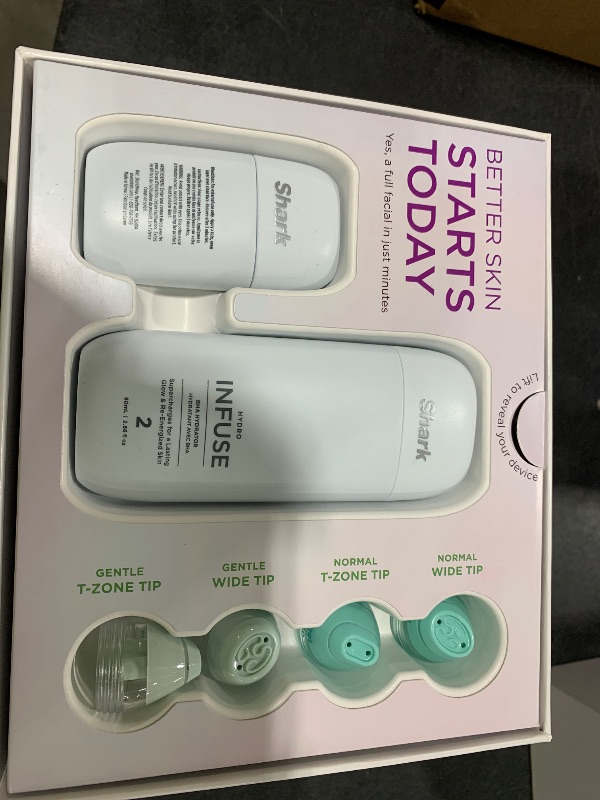 Photo 1 of Shark FacialPro Glow at-Home Hydro-Powered Facial System with DePuffi Hot & Cold Therapy – Professional Spa Skincare Device for Pore Cleansing, Hydration, & Radiant Glow, Blue, FH320