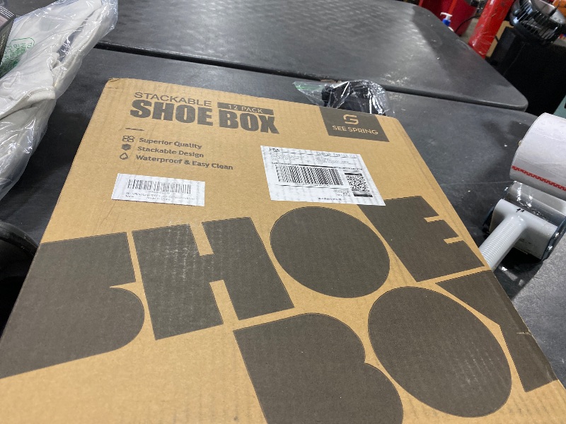 Photo 1 of SEE SPRING 12 Pack Shoe Storage Box, Clear Plastic Stackable Shoe Organizer for Closet, Space Saving Foldable Shoe Rack Sneaker Container Bin Holder