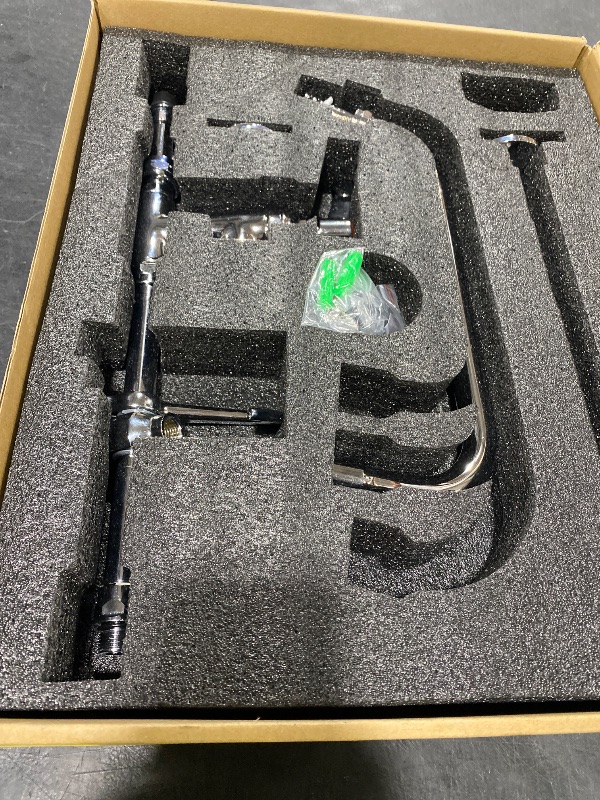 Photo 1 of FAUAID Commercial Sink Faucet with Sprayer 25" Height 8" Adjustable Center 10" Swing Spout,Brass Constructed Wall Mount Commercial Faucet with Pull Down Pre-Rinse Sprayer for 1/2 Compartment Sink?25"?