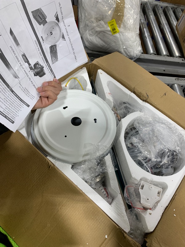 Photo 1 of OBCGT Ceiling Fan with Lights Remote Control, Modern Minimalist,6 Speeds 3 Color Dimmable Light, Brushed Nickel 52 Inch Stainless Steel 5 Blades for Kitchen Garage Dining Room?Silver?