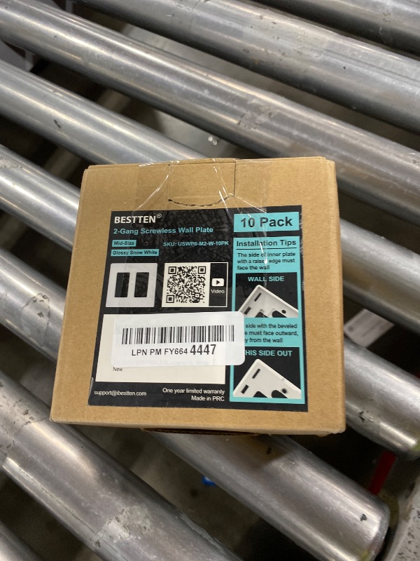 Photo 1 of [10 Pack] BESTTEN 2 Gang Mid-Size Screwless Outlet Cover, Midway Decorative Wall Plate, USWP6 Gloss Snow White, Midsize H4.88" x W4.93"