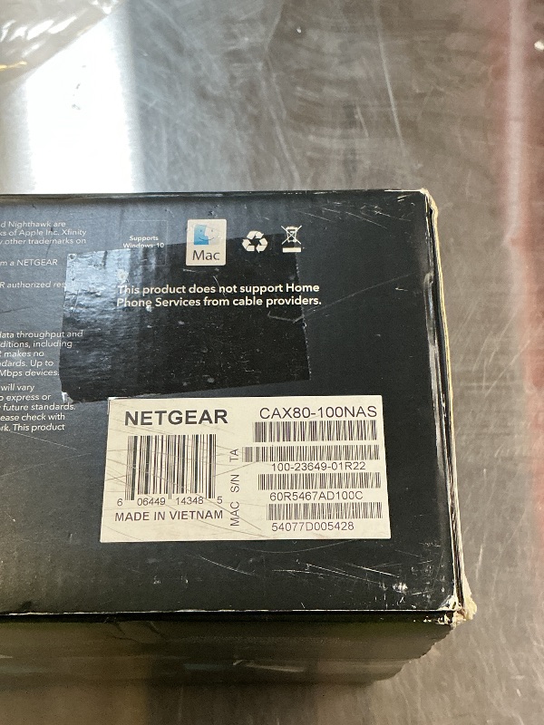 Photo 1 of NETGEAR Nighthawk Cable Modem and WiFi 6 Router Combo (CAX80) - Compatible with All Major Cable Providers incl. Xfinity, Spectrum, Cox - Cable Plans up to 6Gbps - AX6000 WiFi 6 Speed - DOCSIS 3.1