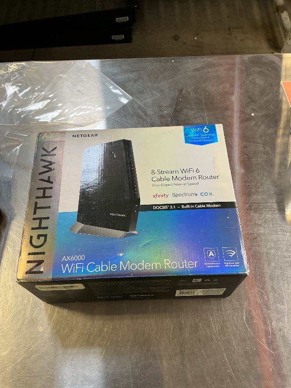Photo 1 of NETGEAR Nighthawk Cable Modem and WiFi 6 Router Combo (CAX80) - Compatible with All Major Cable Providers incl. Xfinity, Spectrum, Cox - Cable Plans up to 6Gbps - AX6000 WiFi 6 Speed - DOCSIS 3.1