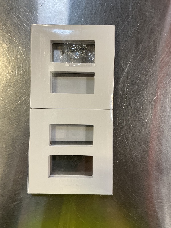 Photo 1 of [4 Pack] BESTTEN 2 Gang Screwless Decorative Wall Plate, Mid-Size H4.88" x W4.93", USWP6 Gloss Snow White, Faceplate Cover for Decorator Receptacle Outlet & Switch, UL Listed