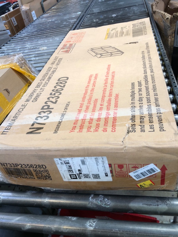 Photo 1 of (SET of 4 BOXES) Bestar Pur Queen Size Murphy Bed in Black Walnut, 65-inch Space-Saving Sleeping Arrangement for Multipurpose Area, Bedroom, Guest Room, or Living Room