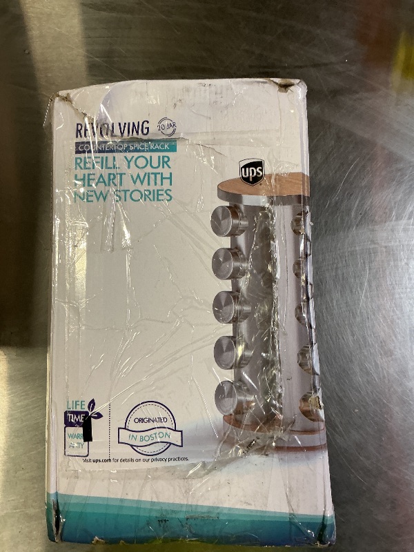 Photo 1 of Revolving Spice Rack Set with 20 Spice Jars, Kitchen Spice Tower Organizer for Countertop or Cabinet -- Carousel Storage Includes 386 Spice Labels -- Desktop Rotating Seasoning Organizer