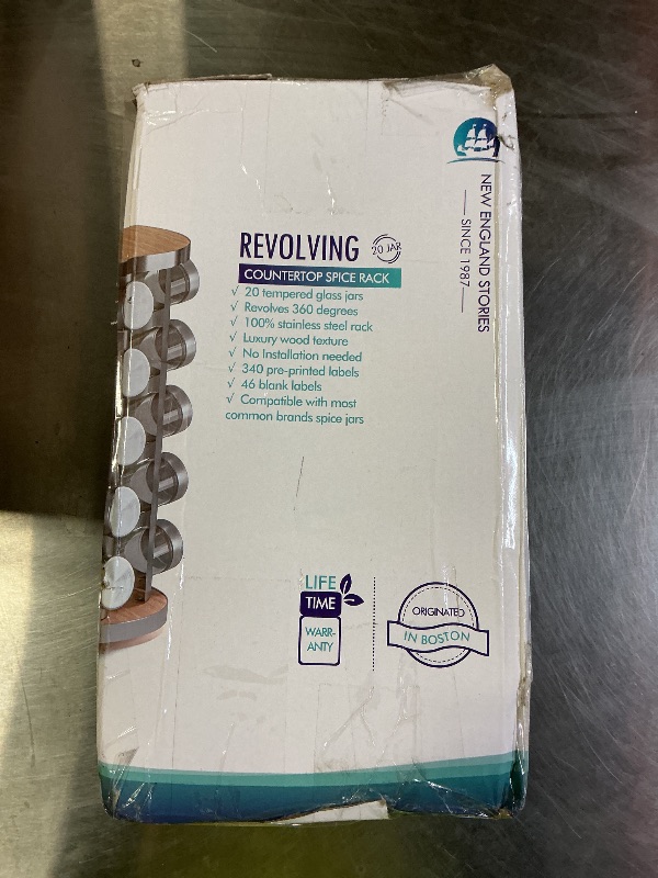 Photo 1 of Revolving Spice Rack Set with 20 Spice Jars, Kitchen Spice Tower Organizer for Countertop or Cabinet -- Carousel Storage Includes 386 Spice Labels -- Desktop Rotating Seasoning Organizer