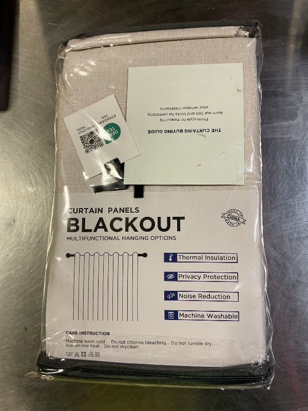 Photo 1 of 100% Blackout Shield Linen Blackout Curtains for Bedroom 108 Inches Long, Back Tab/Rod Pocket Living Room Drapes, Thermal Insulated Blackout Curtains 2 Panels Set, 50" W x 108" L,Cream