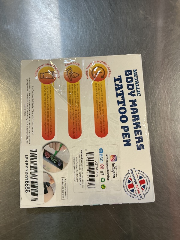 Photo 1 of 12 Metallic Temporary Tattoo Markers – Create Temporary Tattoos with Dual-Tip Body Markers, Bold & Fine Lines, Waterproof, Fast-Drying, Non-Toxic, 42 Stencils, Fake Tattoos Set, Tattoo