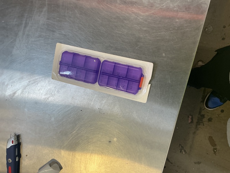 Photo 1 of 14 GRIDS Travel Pill Organizer Box with Labels - Travel Medicine Case Kit - Pocket Daily Pharmacy Container - Travel Medication Holder Dispenser for Fish Oil Vitamin Supplement Storage - Clear Purple