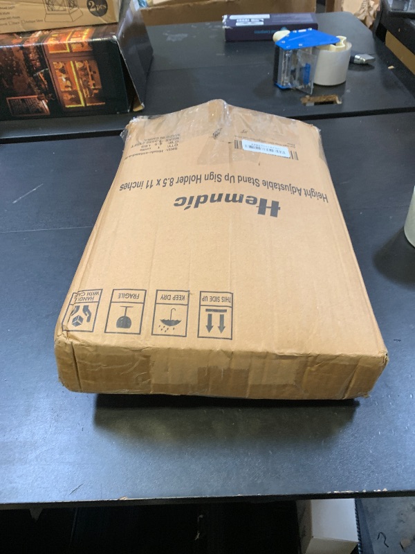 Photo 1 of Hemndic Sign Stand Holder 8.5x11 Inches, Stand Up Sign Holder 8.5 x 11 with Rotated Frame, Height Adjustable Sign Stand and Snap-Open Frame