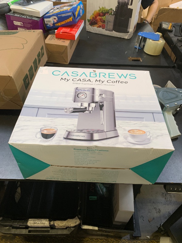 Photo 1 of CASABREWS CM5418 Espresso Machine 20 Bar, Compact Espresso Maker with Steam Milk Frother, Stainless Steel Coffee Machine with 34oz Removable Water Tank for Cappuccino, Gift for Women or Men, Silver