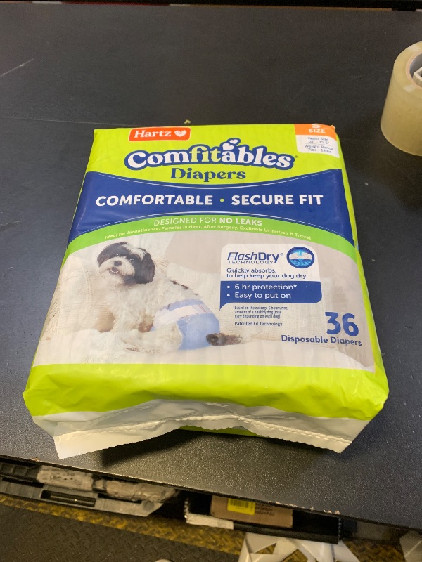 Photo 1 of Hartz Disposable Dog Diapers, Size S 36 count, Comfortable & Secure Fit, Easy to Put On