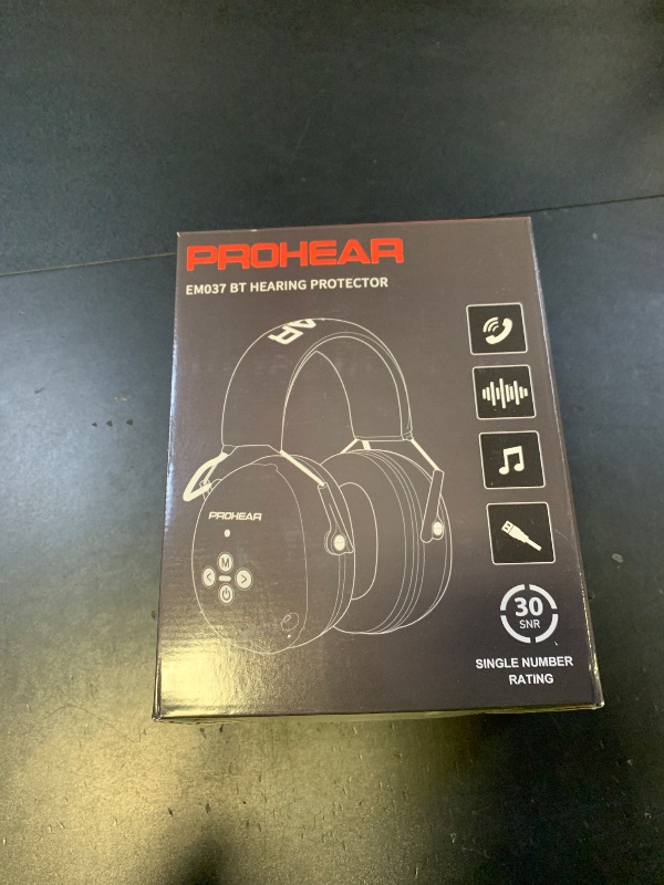 Photo 1 of PROHEAR 037 Bluetooth 6.0 Hearing Protection Headphones with Rechargeable 1500mAh Battery, 30dB SNR Safety Noise Reduction Ear Muffs 120H Playtime for Mowing, Workshops, Snowblowing - Black