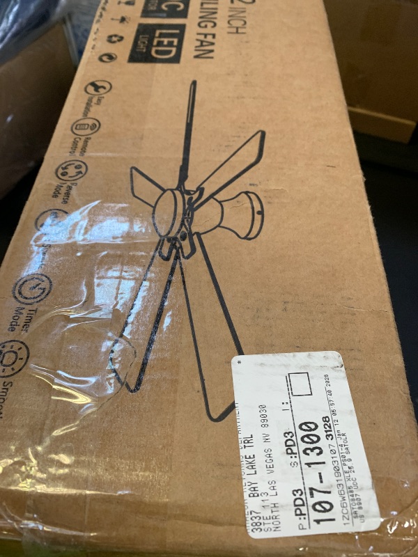 Photo 1 of Dolavast Ceiling Fans with Lights and Remote, 52 Inch White Ceiling Fan with Light, Low Profile Reversible Fandelier Ceiling Fan, Dimmable LED, Flush Mount, Quiet DC Motor, for Bedroom Kitchen