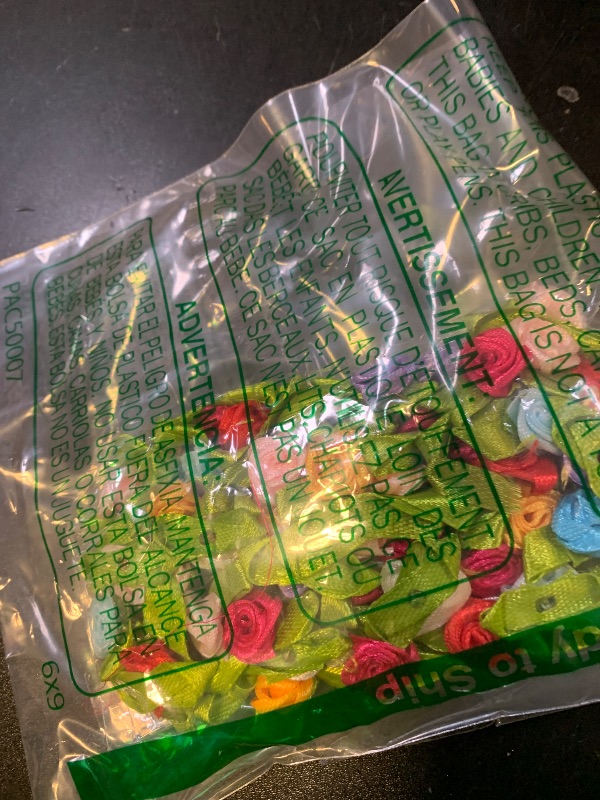 Photo 1 of 100 Pcs Multicolor Mini Ribbon Rose Flower Ornament, Satin Fabric Rose Buds with Leaves, Mixed Color Roses Sewing Appliques Trim and Embellishments for Jacket Skirt Decor Fabric Ribbons Trim