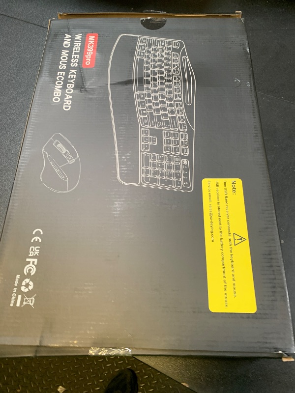 Photo 1 of Wireless Keyboard and Mouse Combo, 2.4G Full Size Wave Keys Ergonomic Keyboard with Wrist Rest, Phone Holder, 3-Level DPI Adjustable Wireless Ergonomic Mouse for Windows, Mac Desktop/Laptop/PC(Black)