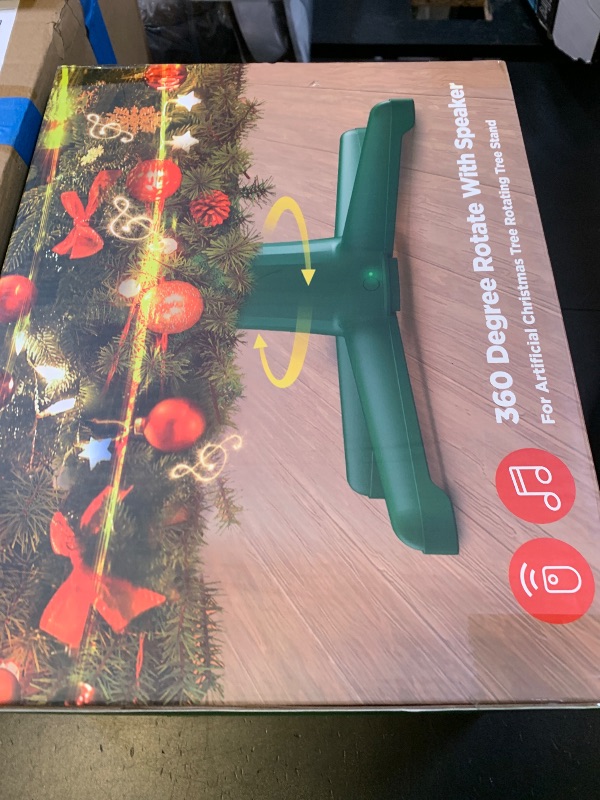 Photo 1 of DG-Direct Musical 360° Rotating Christmas Tree Stand, Anti-tilt Noiseless, Up to 9ft 120 lb Artificial Fits 1.25–2" Tree Poles, Spinning Tree Stand with Remote, Built-in 3 Light Output Ports 800W