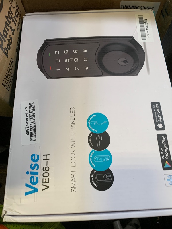 Photo 1 of Veise VE06-H Smart Front Door Lock Set, App Control, Keyless Entry Deadbolt with Lever Handle, Electronic Digital Touchscreen Keypad, Auto Lock, Easy Install, Matte Black