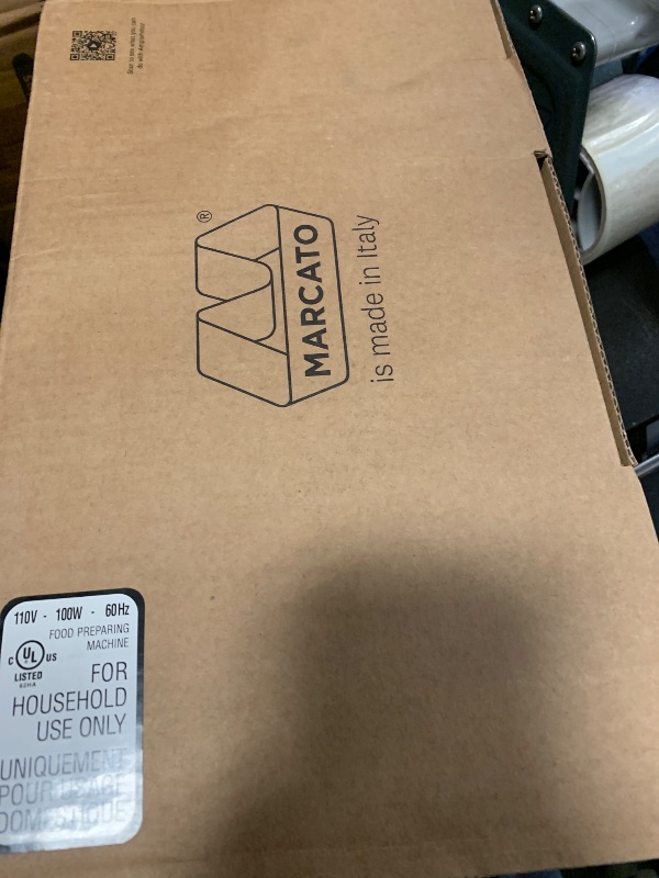 Photo 1 of MARCATO Made in Italy Ampiamotor 110V Pasta Machine, Chrome Steel. Set includes Ampia 150, handcrank, clamp, Pastadrive motor, and instruction manual.