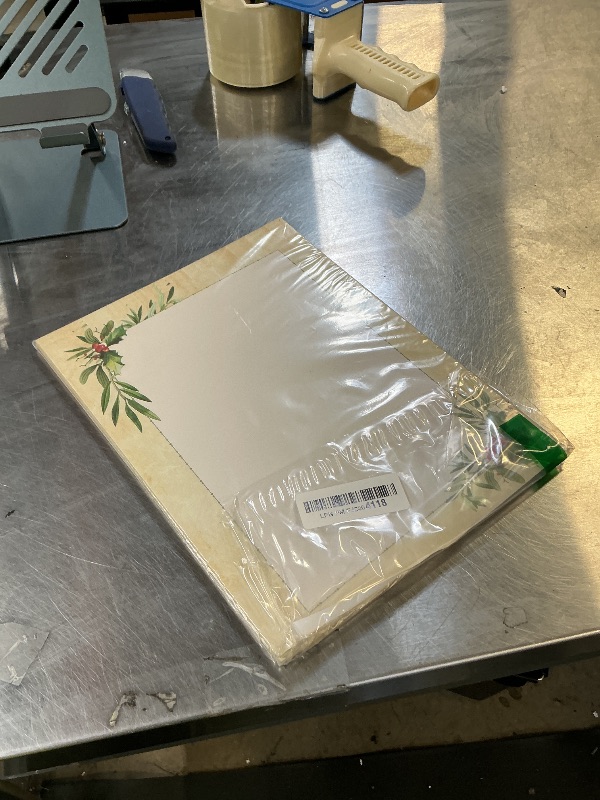 Photo 1 of 100 PCS Falling Holly Christmas Holiday Letterhead Christmas Border Computer Paper Stationery Paper for Note Letters to Santa Holiday Printer Papers Invitations Office School 8.5 x 11 In