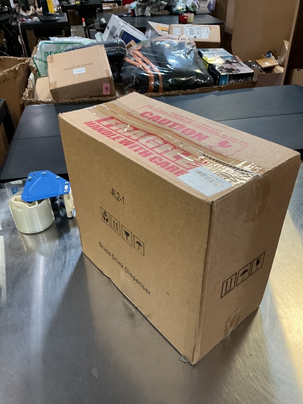 Photo 1 of 1 Gallon Glass Beverage Dispenser Jars, Ice Juice Dispenser with Leak Proof Faucet and Metal Stand for Parties & Wedding (2 Pack Jars?