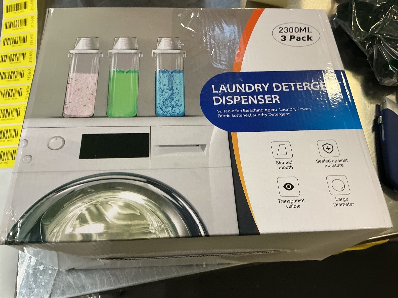 Photo 1 of [3 Pack] Liquid Laundry Detergent Dispenser for Laundry Room Organization and Storage, 78oz Large Capacity Laundry Soap Containers with 12 Removable Labels, BPA Free & PET Plastic Clear